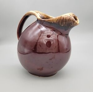 Vintage Hull Pottery Brown Drip Ball Pitcher: 1960s MCM Drinkware